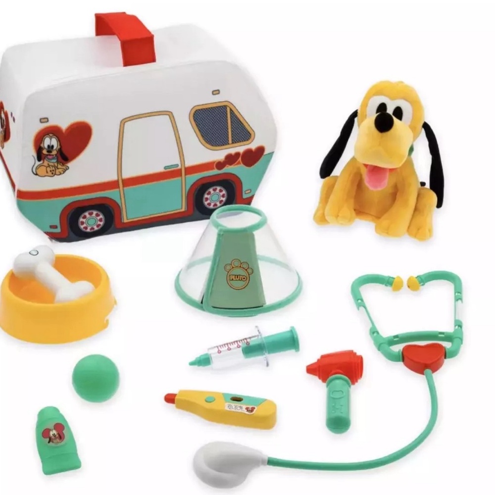 NWT. Disney Pluto Plush Vet Set is an 11-piece play set. Disney Junior